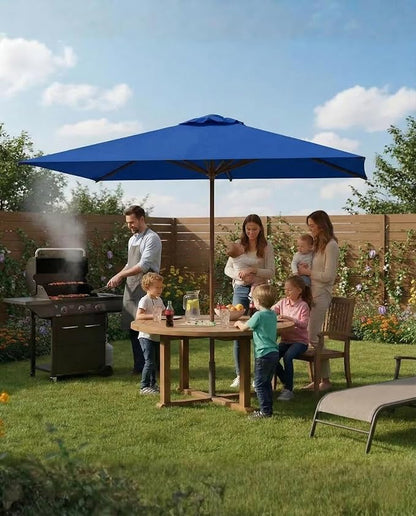 6.5x10FT Patio Umbrella, Outdoor Umbrella with Push Button Tilt and Crank, 8 Sturdy Ribs, UV Protection & Waterproof Market Umbrella for Pool, Backyard, Beach,Deck (Royal Blue)