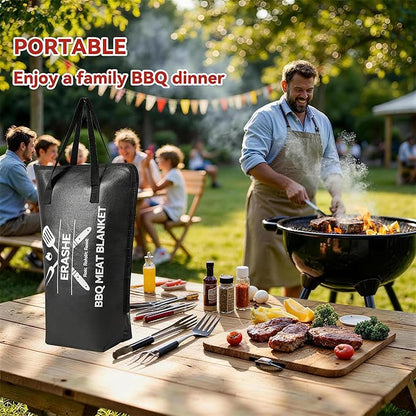 BBQ Blanket for Resting Meat - 21" Reusable Insulated Brisket Resting Bag with Meat Temp & Smoker Guide, Leak-Proof Smoked Meat Blanket for Brisket/Turkey/Beef, BBQ Gifts for Men Dad, Black