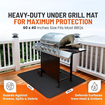 Under Grill Mats for Outdoor Grill (60 x 400 inch) Double-Sided Mat for Under Fire Pit Mat the Perfect Grill Matt for Outdoor Grill Deck Protector and BBQ Matt for Under Grill Mat for Deck