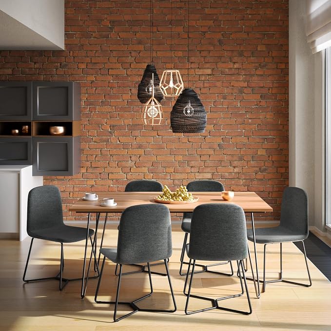 SIMPLIHOME Wilcox Contemporary Dining Chair (Set of 2) in Charcoal Grey Woven Fabric for the Dining Room