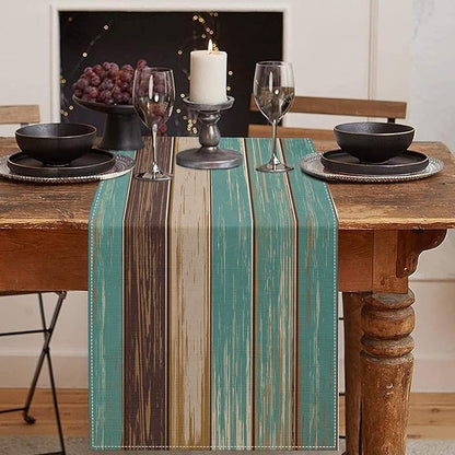 Emvency Farmhouse Table Runner, Vintage Green and Brown Art Painting for Kitchen Coffee Table Family Dinners Holiday Parties Wedding Events Decor(13x60 inch)