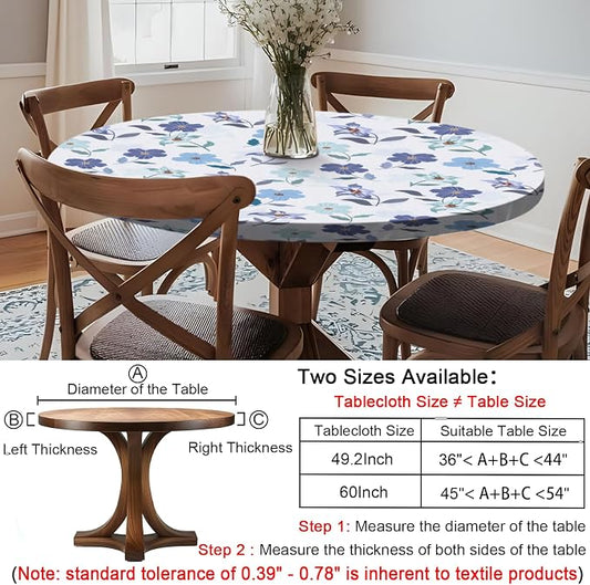 opstellen Round Tablecloth Waterproof Fitted Cute Table Cloth Summer Fall Outdoor Circle Cover for 45-54" Tables Dining Kitchen Apartment Set Long Trips Car Travel Essentials Kids Party Decor Gifts