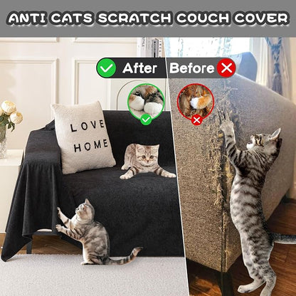 MYSKY HOME Black Couch Covers for Sectional Sofa, Couch Cover L Shape Couch Covers for Dogs Washable Couch Cover Banket Modern Sofa Slipcovers, Super Soft Sofa Towel for Kids, Pets, 91" x 150"
