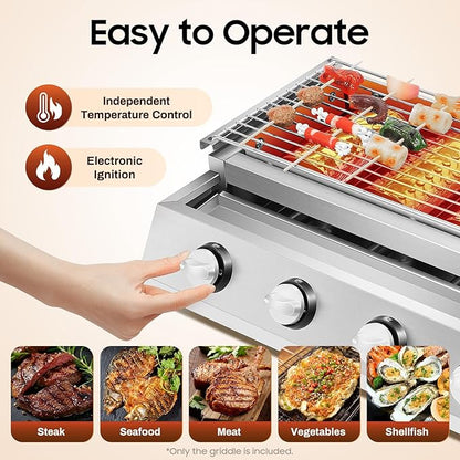 Propane Infrared Steak Grill, Portable LPG Gas Grill Outdoor Camping Gas Grill with Independent Ignition Design and Steel Grilling Mesh for for Camping Picnic