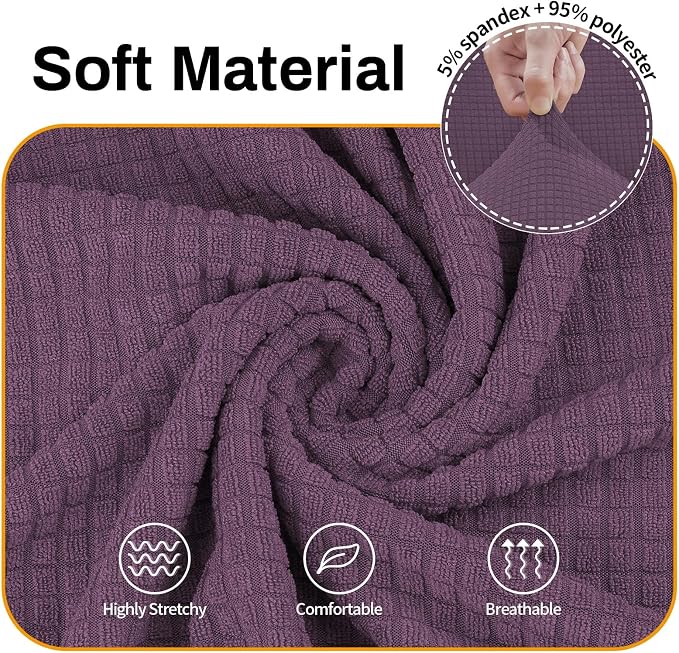 Asnomy Stretch Couch Covers Washable, loveseat Cover Slipcovers,Gray Purple | 1-Piece Sofa Cover(55"-78") loveseat cover Furniture Protector Soft Jacquard,Non-Slip Elastic Bottom for Dogs & Kids