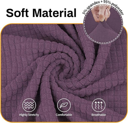 Asnomy Stretch Couch Covers Washable, loveseat Cover Slipcovers,Gray Purple | 1-Piece Sofa Cover(55"-78") loveseat cover Furniture Protector Soft Jacquard,Non-Slip Elastic Bottom for Dogs & Kids