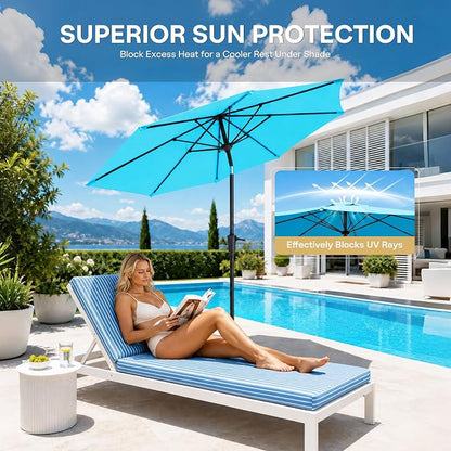 Sannwsg Outdoor Patio Umbrella,Table Umbrella with Push Button Crank,Market Umbrella with 8 Sturdy Ribs,Yard Umbrella