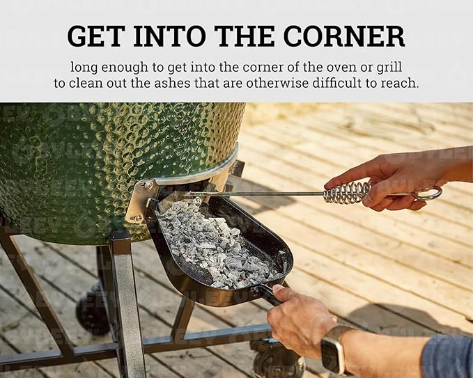 18" Charcoal Grill Rake Parts, BBQ Ash Tool Poker for Smoker. Cleaning Out and Moving Coals - Ash Shovel Tongs for Fireplace, Pizza Oven, and Wood Stove. Great BGE, Classic Joe Accessories, Stainless
