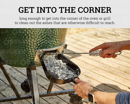 18" Charcoal Grill Rake Parts, BBQ Ash Tool Poker for Smoker. Cleaning Out and Moving Coals - Ash Shovel Tongs for Fireplace, Pizza Oven, and Wood Stove. Great BGE, Classic Joe Accessories, Stainless