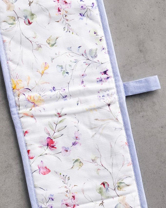 Maison d' Hermine Double Oven Mitts 100% Cotton 7"x35" Double Oven Mitt Heat Resistant BBQ Cooking Gloves with Loop Baking Grilling Kitchen Hotel Home Farmhouse Spring Summer (Summer Floral)