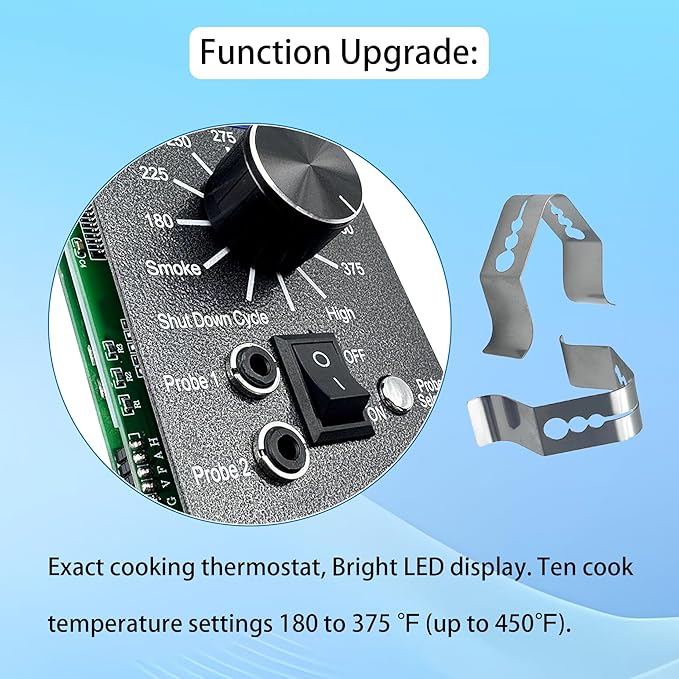 Digital Thermostat Kit for Traeger Control Panel Kit Parts Replacement, Compatible with Traeger Pellet Wood Pellet Grills，with 7" RTD Temperature， 2 Meat Probes.1 Probe Clips