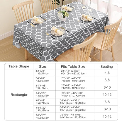 Smiry Oval Table Cloth, Waterproof Vinyl Tablecloths with Flannel Backing for Oval Tables, Wipeable Spillproof Plastic Tablecloth for Dining, Camping, Indoor and Outdoor (60"x102", Grey)