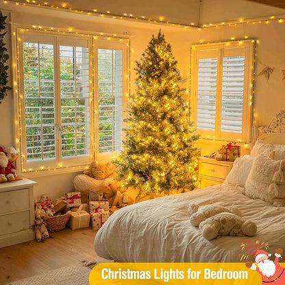 JMEXSUSS 229ft 700 LED Christmas Lights, Christmas Tree Lights Plug in | Warm White, 8 Modes, Indoor Outdoor Use, Twinkle String Lights for Tree Wedding Ceiling Room Home Yard Patio Porch Xmas Decor