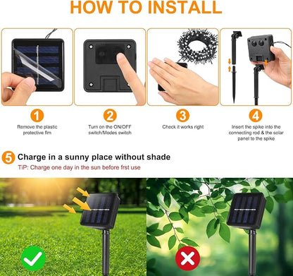 2 Pack Solar String Lights for Outside,Each 33Ft 100 LED Solar String Lights Outdoor Waterproof with 8 Modes,Solar Lights Outdoor for Patio, Garden, Tree, Party Decor-Cool White