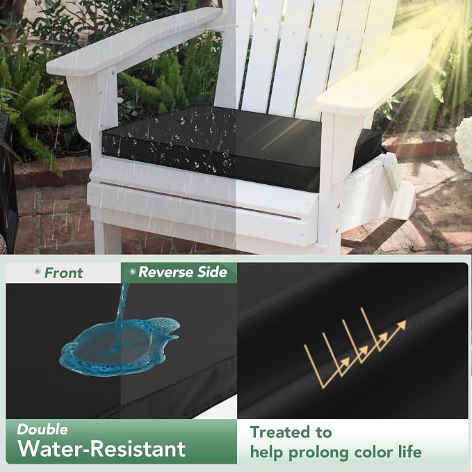Outdoor Chair Cushions Set of 2: Waterproof & Fade Resistant Seat Cushion for Patio Furniture - 19 x 19 x 2 Inch Chair Pads with Ties and Hidden Zipper - Patio Chair Cushion Replacement, Black
