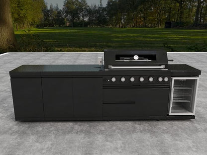 Modular Outdoor Kitchen Island with Grill,85,000 BTU,121 Inch,Black