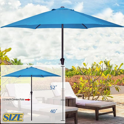 Sunnyglade 9FT Outdoor Patio Umbrella, Market & Table Umbrella with 6 Sturdy Ribs and Crank System, Fade-resistant & Waterproof for Garden Backyard Poolside Deck
