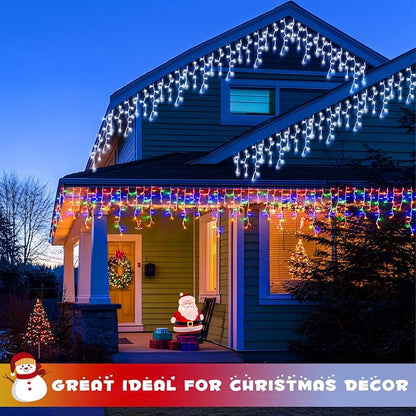 JMEXSUSS Color Changing Icicle Lights Outdoor Waterproof, 11 Modes 400 LED | Christmas Icicle Lights with 80 Drops, White to Multicolor Icicle Lights for Indoor Christmas Eaves Party Decorations