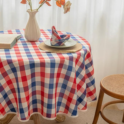 Patriotic Waterproof Tablecloth - Red, White & Blue Buffalo Plaid Table Cover, Stain-Resistant & Washable, Indoor & Outdoor Picnic Tablecloth for 4th of July, Memorial Day