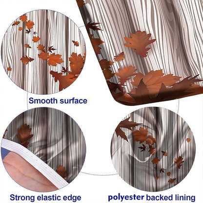 Autumn Picnic Table Cover with Bench Covers, Fall Maple Tree and Leaves Rustic Wooden Planks Elastic Edged Table Cover, 28x72 Inch, 3 Piece Set, for Picnics Indoor and Outdoor Dining Use