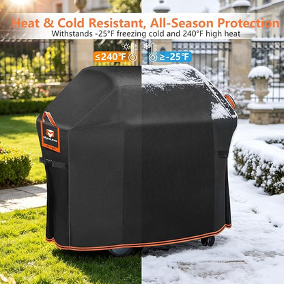 58" BBQ Grill Cover for Outdoor Grill 1000D Heavy Duty Waterproof | Fits Weber Genesis II, LX 300, Genesis 300 Series Gas Grills, Tear & Fade Resistant 7130 Grill Cover with Buckles, Air Vents