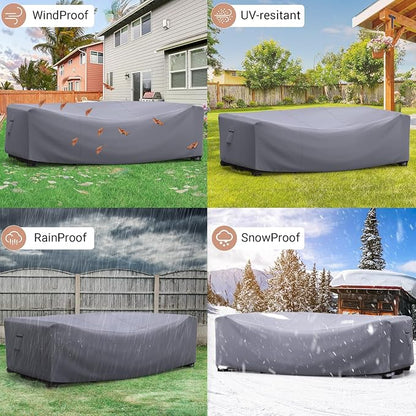 Mrrihand Heavy Duty Patio Furniture Covers, Outdoor Furniture Covers Waterproof Sectional Sofa Set , Patio Table and Chair Set Cover 108"L×82"W×28"H,Grey