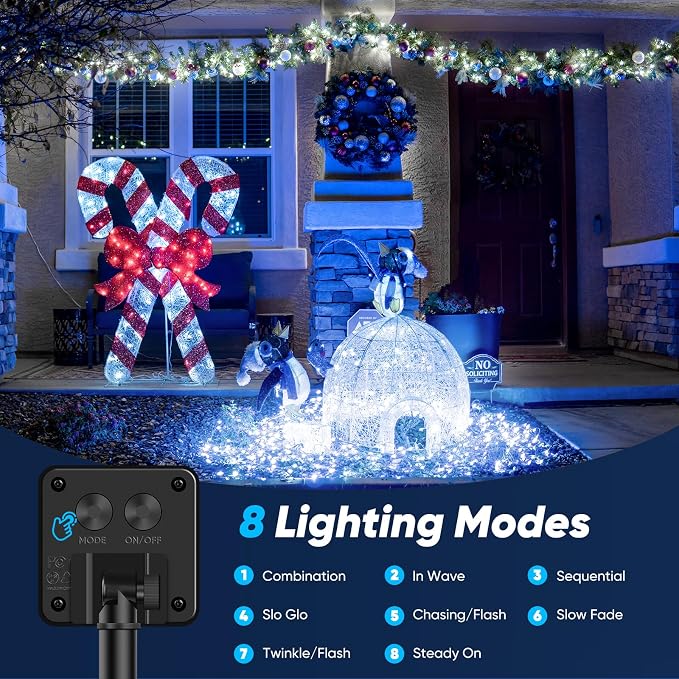 Solar String Lights for Outside, 2-Pack Total 92FT 240 LED Solar Powered Fairy Lights IP65 Waterproof, Outdoor String Light for Patio, Yard, Tree, Balcony, Garden Decorations, Cool White