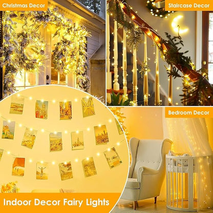 2 Pack 132FT 400 LED Fairy Lights with Remote, Plug in Twinkle Lights | 8 Modes, Timer, Dimmable, Memory Function, Waterproof Warm White String Lights for Bedroom Garden Party Christmas Decor