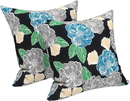 LVTXIII Outdoor Pillow Covers 20x20 Inch, 2 Pack Large Square Throw Pillow Cases, Fade-Resistant Cushion Covers for Patio Furniture Sofa, Garden Porch, Sketch Peony