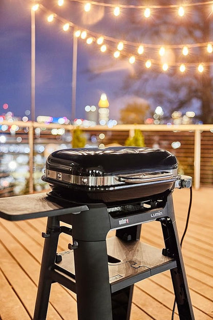 Weber Lumin Compact Electric Grill, Light Green, with Lumin Compact Grill Stand