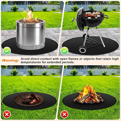 M METERXITY Round Fire Pit Mat, 36 Inch/ 91cm Fireproof Under Grill Mat for Outdoor Grill, Oil-Proof Waterproof Circular BBQ Pad for Deck & Patio