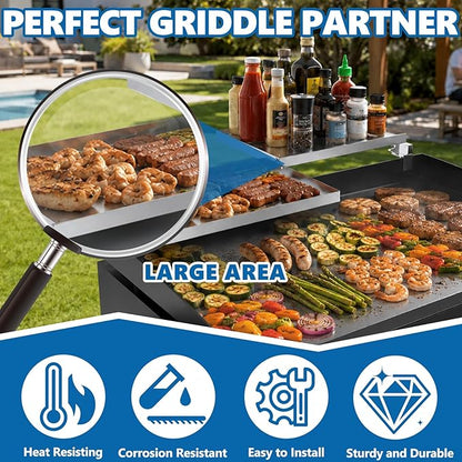 SafBbcue Griddle Warming Rack for Blackstone 28" Griddles, Reversible Warming Rack/Shelf for Blackstone Flat Top Griddle Accessories to Expand Cooking Space, Universal Stainless Steel Shelf, 2 Pack