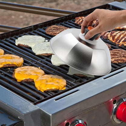 ZBXFCSH Stainless Steel 9" Griddle Melting Cheese Dome Wok Lids- Commercial Grade Basting and Steaming Cover- Best fit for Blackstone Flat Top Grills, 0.6mm Thickness-2 Domes