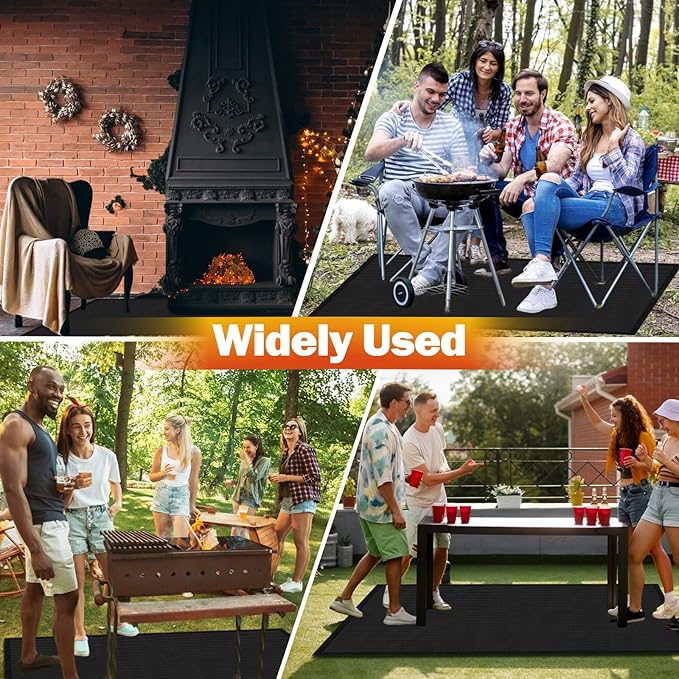 65 x 48 Inch Under Grill Mats for Blackstone, Large Double Sided Fireproof Outdoor Grill Mat, Reusable BBQ Mat Protector for Deck, Fit Patio, Indoor Fireplace, Easy to Clean