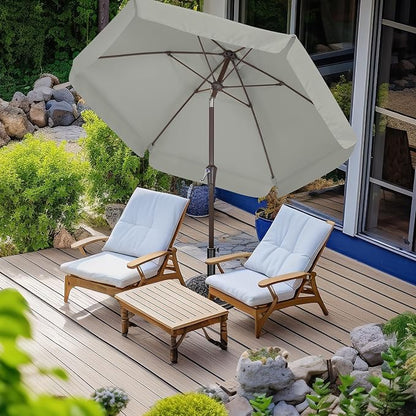 ABCCANOPY 7.5ft Scalloped Patio Umbrella, Outdoor Table Umbrella with Tilt and Crank, Fiberglass Ribs Deck Umbrella for Patio, Pool, Garden, Picnic (Light Gray)