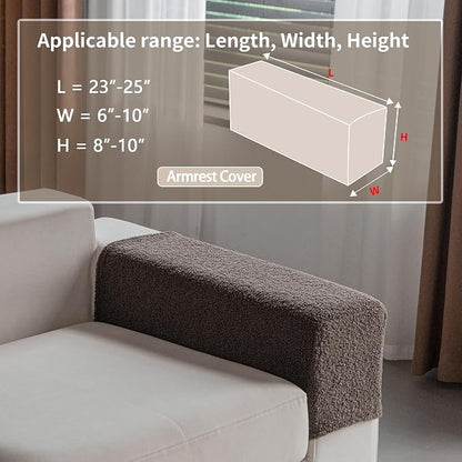OHSIO Couch Cushion Covers for Sectional Sofa, Stretch Soft Sofa Slipcovers Washable Wear-Resistant Universal Furniture Protector for Living Room(1 Piece Armrest Cover, Brown)
