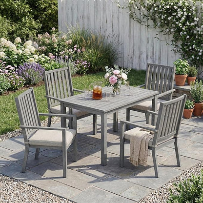 RoyalCraft Aluminum Outdoor Patio Chairs Set of 4, Outdoor Chairs with Waterproof Cushions, Outdoor Dining Chairs with Armrests, Metal Patio Furniture Set for Porch, Balcony, Deck, Backyard, Grey