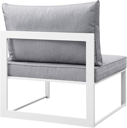 Modway Fortuna Aluminum Outdoor Patio Armless Chair in White Gray