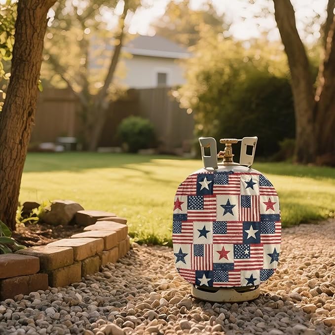 Dual Propane Tank Cover 20lb Gas Tank Cover Outdoor 600D Heavy Duty Waterproof Covers Fits Standard 20 lb Cylinder, 13.7'' x 16.5'' Cat Flower
