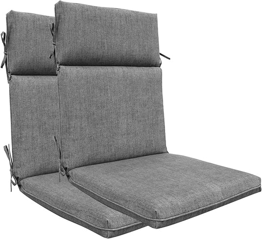 Indoor Outdoor High Back Dining Chair Cushions Replacement Patio Seat Cushion Fade Resistance, Set of 2 (Olefin Light Grey)