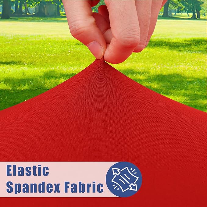 Moosfor Spandex 4 Foot Rectangle Christmas Table Cloth, Elastic Fitted Tablecloths for Picnic, Stretch Washable Patio Table Cover for Outdoor, Camping, Banquet and Parties (Red, 30"x48")