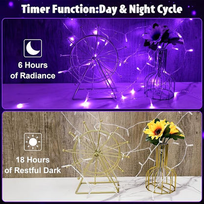 cshare String Lights Outdoor Waterproof 9.8ft 30 LED, Purple Fairy Lights Battery Operated with Timer Clear Wire for Indoor & Outdoor Christmas Halloween Decorations Garland Party Garden