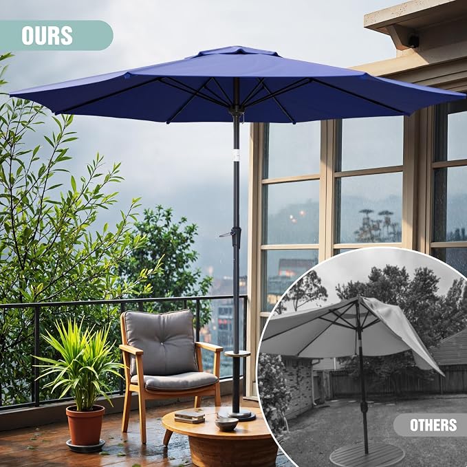 Sannwsg Patio Umbrellas, Pool Umbrella with 8 Sturdy Ribs, Outdoor Umbrella with Push Button Tilt/Crank, Deck Umbrellas, Market Umbrela Table for Backyard, Deck, Garden, Pool