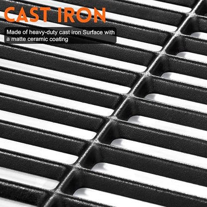 GGC 17 Inch Grill Grates Replacement for Nexgrill 4&5 Burner 720-0830H 720-0783E 720-0670A 720-888N, Kenmore 41516106210, Charbroil 463241113, 2PCS Cast Iron Cooking Grates(17" x 13 1/4" Each)