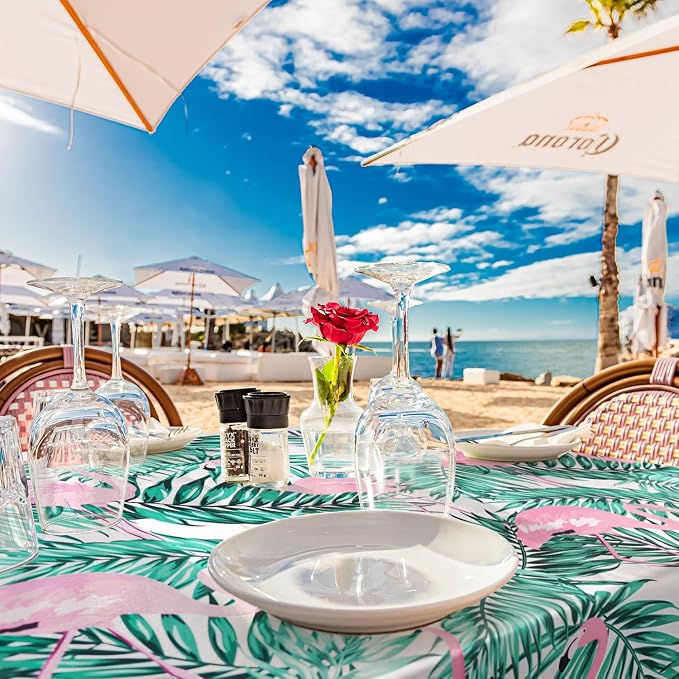 Outdoor Tablecloth with Umbrella Hole Umbrella Tablecloth Patio Tablecloths with Zipper for Courtyards, Terraces, and Beaches 60 x 102 in