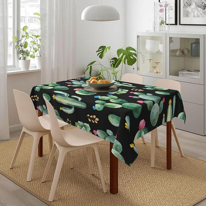 Rectangle Table Cloth,green watercolor cactus succulents Tablecloths Stain Resistance Water Repellent Washable Table Cover Decor for Home Kitchen Dining Party Patio Indoor and Outdoor 60"x 84"