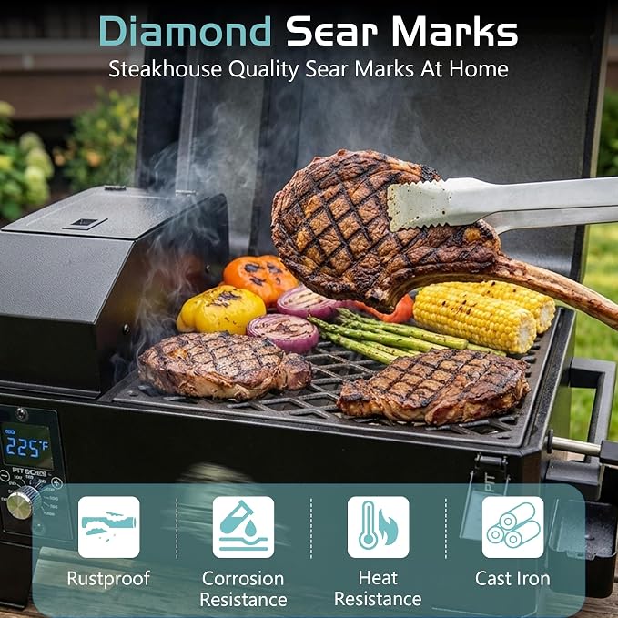 Grill Grates for Pit Boss 150 Series Smoker Parts Cast Iron Cooking Grid PB150 PB150PPG 150PPS PB150PPGS Smoking Rack Portable Tabletop Wood Pellet Replacement BBQ Accessory