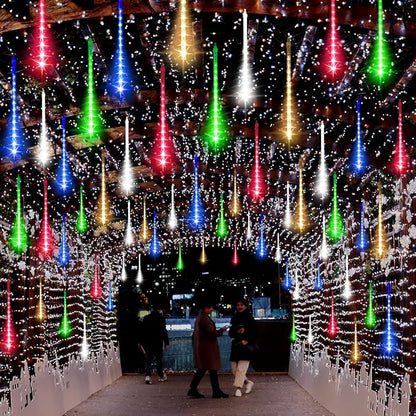 LAMPHOME Christmas Lights Outdoor,12-inch LED Meteor Shower Icicle Lights, 10 Tubes 240 LED String Lights. Waterproof Plug, Shower Rain for Xmas Tree Yard House Decor Multi-Colored