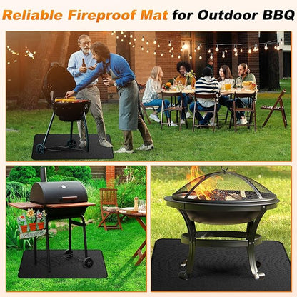 M METERXITY Under Grill Mat for Outdoor Grill, 59x39.4 Inch/ 150x100cm Rectangle Fireproof Fireplace Pad for Indoor Fire Pit, Oil-Proof Waterproof Decks & Patio BBQ Protector Mat