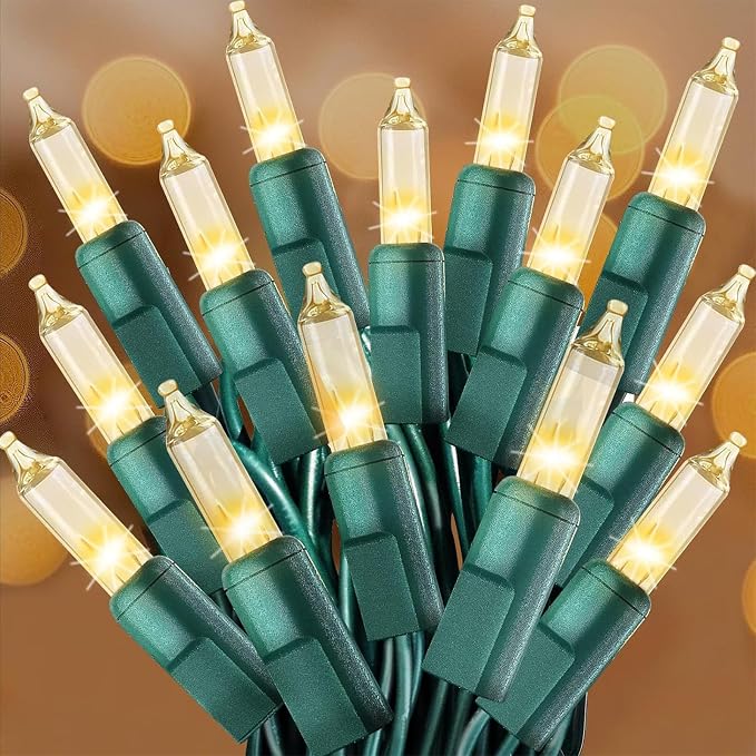 Clear Christmas Lights 25FT 100 Incandescent Bulbs Warm White Mini Lights with Green Wire for Christmas Tree, Garland, Thanksgiving, Wedding, Party, Home, Indoor & Outdoor Festival Decoration